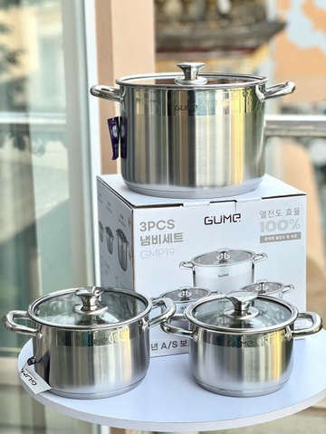 Bộ nồi 3 chiếc inox cao cấp 5 đáy GUME GMP19