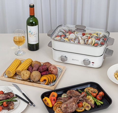 Nồi lẩu đa năng Dupan Domus 3 in 1, Lẩu , Nướng, Hấp Made in Korea
