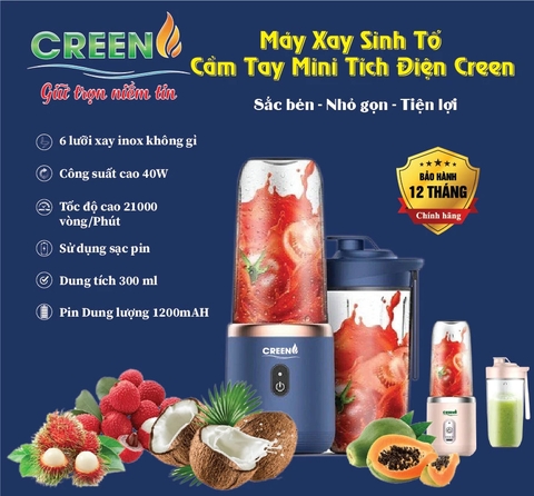 Máy Xay Sinh Tố Cầm Tay Mini Tích Điện Creen CR-J101