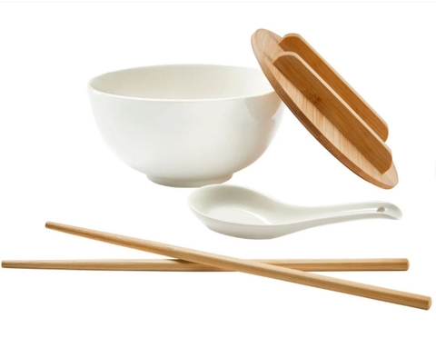 Sét bát ăn Mỳ Phở ERNESTO, nắp tre, 4 món
