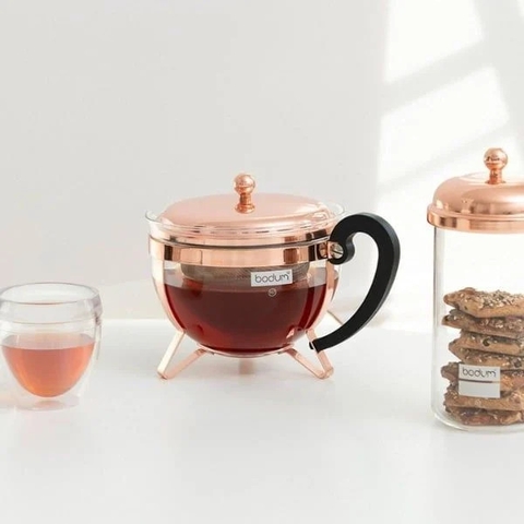 Ấm pha trà Bodum Chambord 1,3L màu đồng cao cấp