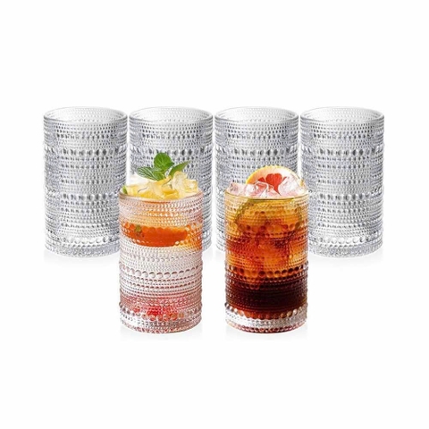 Set 6 cốc thủy tinh Hobnail Highball 350ml