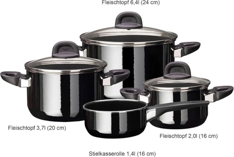 Bộ nồi Silit Modesto Line Induction 4-Piece, màu đen 3 NỒI 1 QUÁNH – MADE IN GERMANY