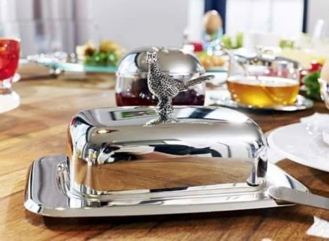 Khay đựng bơ kèm dao mạ Edzard bạc