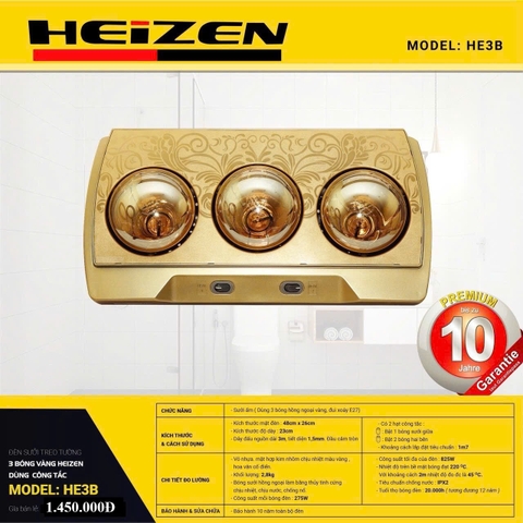 Đèn Sưởi Nhà Tắm Heizen HE-3B