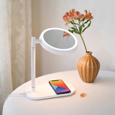 Gương trang điểm đèn Led và sạc không dây Mooas