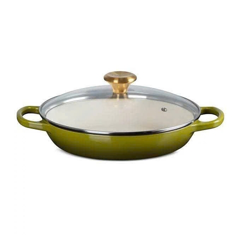 Chảo gang 2 quai kèm vung kính Le Creuset 28cm