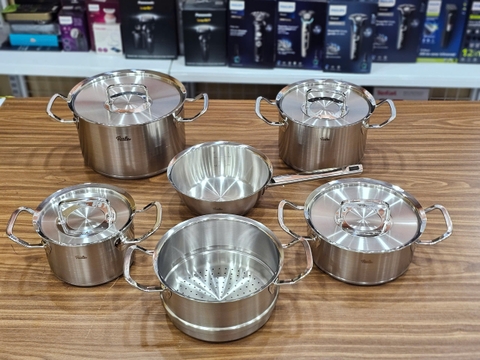 Bộ nồi 6 chiếc Fisler Original-Profi Collection nắp inox có xửng hấp