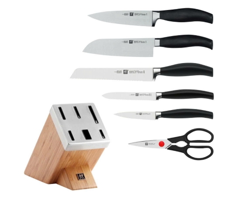 BỘ DAO TỰ MÀI Zwilling FIVE STAR ĐẾ TRE TỰ NHIÊN