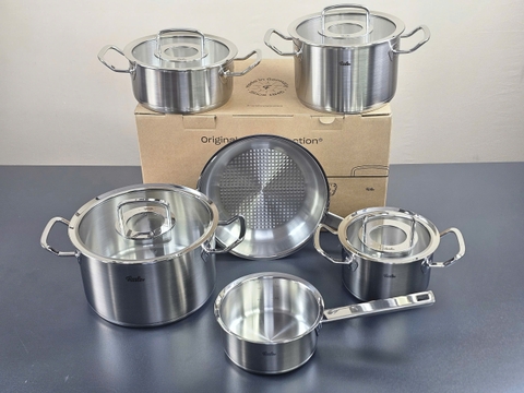 Bộ nồi Fissler profi 4 nồi 1 quánh 1 chảo inox profi nắp kính