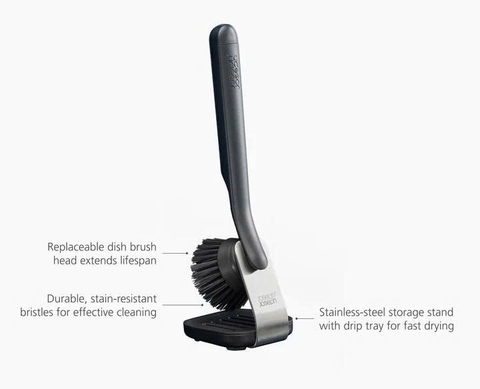 Bàn chải rửa chén Joseph Joseph 6500010 Sinktech màu xám có chân đế