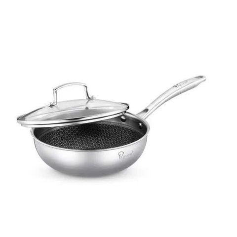 Chảo wok inox 5 lớp chống dính tổ ong Thụy Sĩ La gourmet Galactic 24cm kèm nắp – 417749