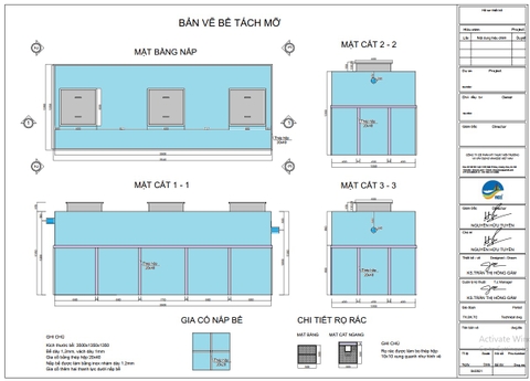 Hướng dẫn lắp đặt bể tách mỡ Công nghiệp - Tham khảo bản vẽ Cad và 3D