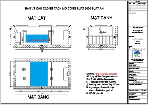 Bể tách mỡ công nghiệp, sản phẩm Made in Việt Nam, thiết kế hoàn toàn miễn phí.