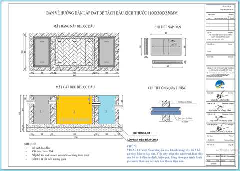 Cấu tạo và hướng dẫn sử dụng cho bể tách dầu tại các gara, trung tâm bảo dưỡng xe cơ giới