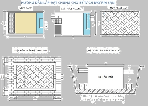 Hướng dẫn lắp đặt bể tách mỡ theo hai cách tốt nhất: Lắp đặt nổi, lắp đặt chìm như thế nào?