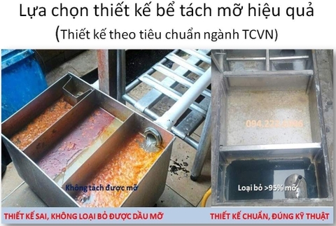 Bảng tính toán và thiết kế nhanh bể tách mỡ theo tiêu chuẩn TCVN 7957:2008 cho công trình