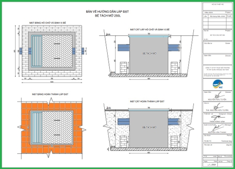Bể tách mỡ âm sàn cho nhà hàng - Bản vẽ hướng dẫn lắp đặt cho cán bộ kỹ thuật môi trường