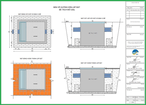 Bể tách mỡ âm sàn cho nhà hàng - Bản vẽ hướng dẫn lắp đặt cho cán bộ kỹ thuật môi trường