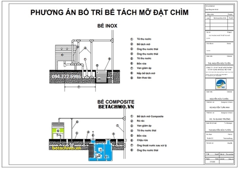 Tuyển tập bản vẽ thiết kế và hướng dẫn lắp đặt bể tách mỡ công nghiệp