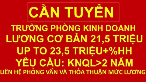 VINACEE Việt Nam ra thông báo tuyển Trưởng phòng Kinh doanh với mức lương UP TO 30 triệu