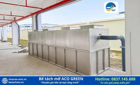 Bể tách mỡ công nghiệp 10m3, ACO Green Inox 304 thu mỡ định kỳ