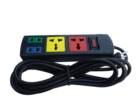 2D2S32-Ổ cắm đa năng kết hợp 1 công tắc tổng, 4 ổ cắm, dây 3m, màu đen