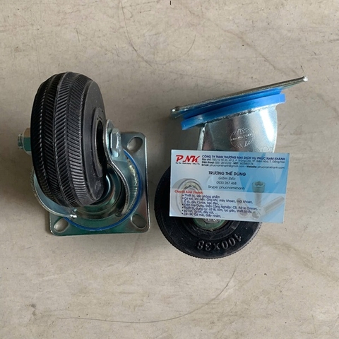 BÁNH XE CAO SU 100x38 CÀNG THÉP XOAY
