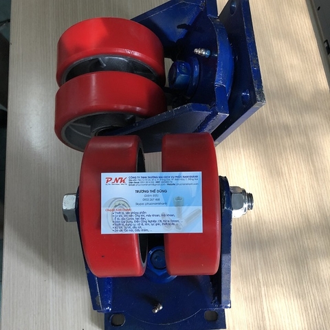 BÁNH XE ĐÔI XOAY PU GANG 200x50 CỐ ĐỊNH