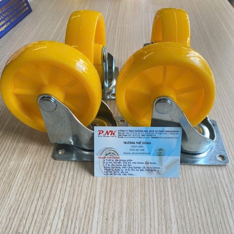 BÁNH XE NHỰA VÀNG 80MM XOAY