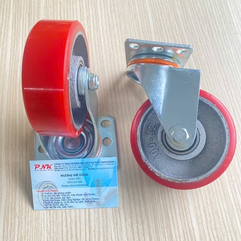 BÁNH XE PU GANG 100x32 CÀNG XOAY
