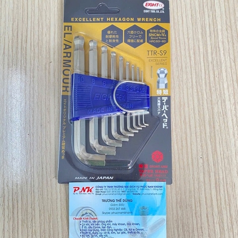 BỘ CHÌA LỤC GIÁC ĐẦU BI CHỮ L 9 CHI TIẾT EIGHT TTR-S9