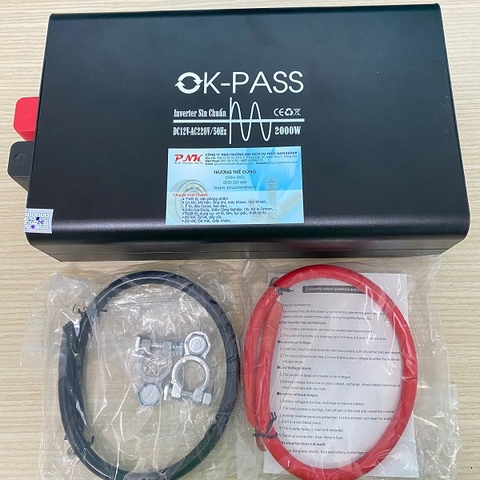 BỘ ĐỔI ĐIỆN SIN CHUẨN 2000W 12V SANG 220V CÓ MÀN HÌNH OK PASS