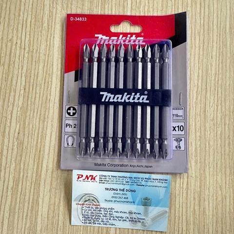 BỘ MŨI VÍT 2 ĐẦU PH2 100MM MAKITA D-34833 10 CÁI/BỘ