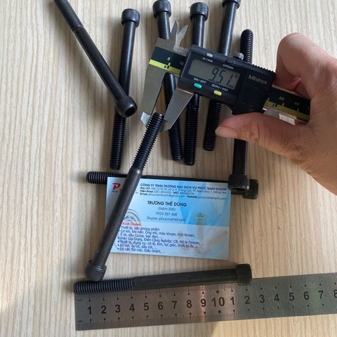 BÙ LON LỤC GIÁC CHÌM ĐẦU TRỤ THÉP ĐEN GR8 UNC 3/8-16 x 4.1/2 (REN LỬNG)
