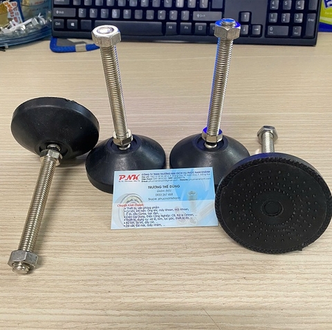 CHÂN TĂNG CHỈNH INOX ĐẾ CAO SU KÍCH THƯỚC ĐẾ RỘNG 80MM M10x100