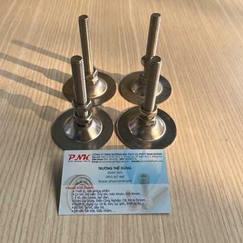 CHÂN ĐẾ TĂNG CHỈNH INOX PHI 60MM REN M10 DÀI 80MM