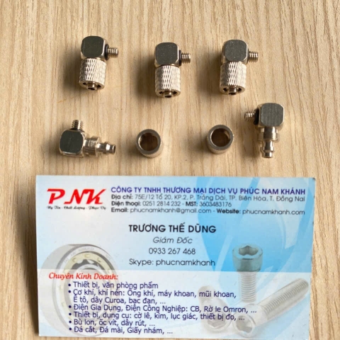 CO L NỐI HƠI HẠT BẮP ỐNG 6 REN M6 KPL6-M6 (ĐỒNG MẠ NIKEN)