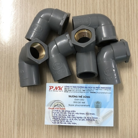 CO PVC 90 ĐỘ TRƠN 21 x REN THAU 1/2