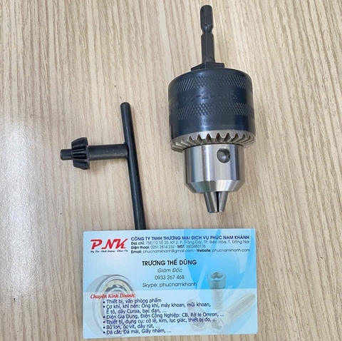 ĐẦU KẸP MŨI KHOAN 1.5-13MM REN 13MM KÈM ĐẦU NỐI VÍT CỐT 6.35MM