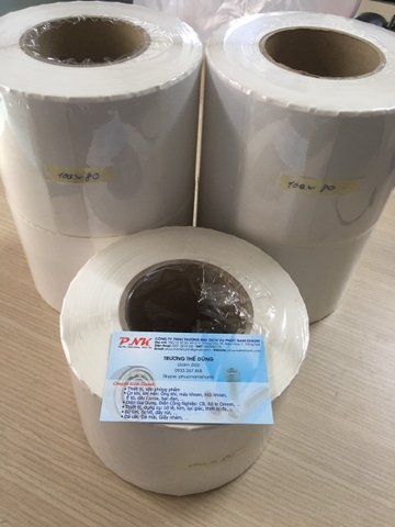 DECAL IN BARCODE 100MMx80MMx100M MÀU TRẮNG