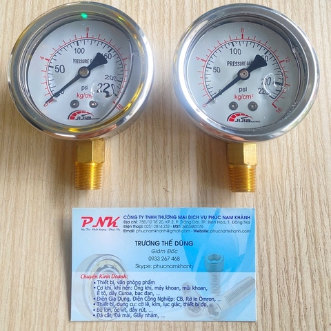 ĐỒNG HỒ ÁP CÓ DẦU MẶT INOX PHI 63MM 0-16 KG/CM2 CHÂN REN THAU 13MM