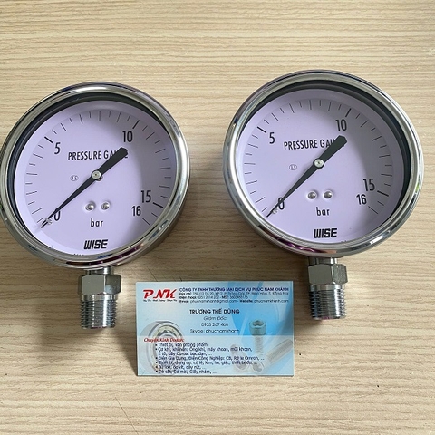 ĐỒNG HỒ ÁP SUẤT P254 100A 0~16 BAR REN 1/2NPT 21MM ĐỒNG MẠ NIKEL MẶT 100MM VỎ INOX304
