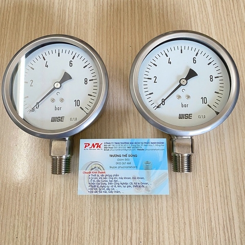ĐỒNG HỒ ÁP SUẤT WISE P255 100A 0-10BAR MẶT PHI 100MM REN 21