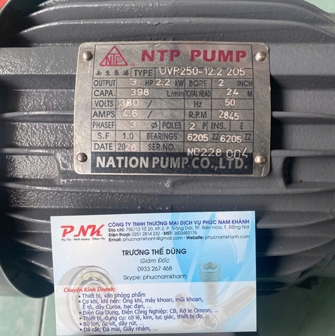 MÁY BƠM HÓA CHẤT NTP UVP250-12.2 205 3HP 380V