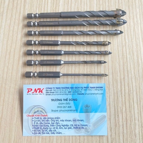 MŨI KHOAN LỆCH TÂM 7 MŨI PHI 3-12 DÙNG CHO GẠCH THỦY TINH