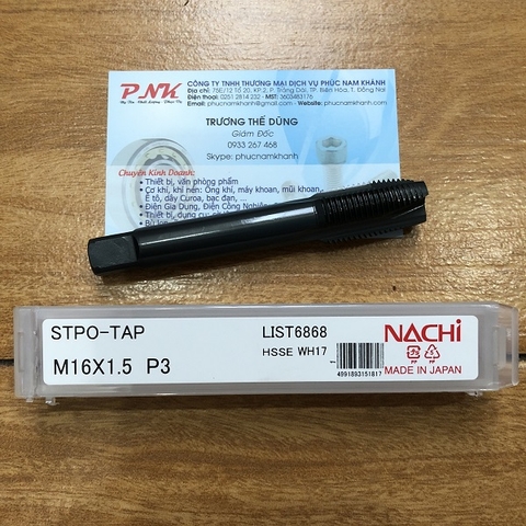 MŨI TARO THẲNG NACHI M16x1.5R (L6868)