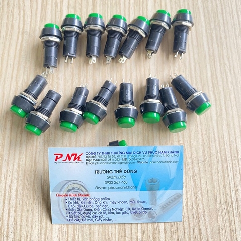 NÚT NHẤN ĐỀ PB-305B 12MM 2P 3A 250V MÀU XANH