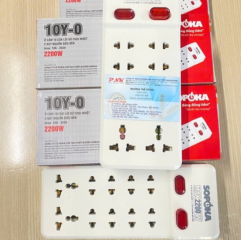 Ổ CẮM KHÔNG DÂY 10 CỔNG CHỊU NHIỆT TẢI 2200W SOPOKA 10Y-0