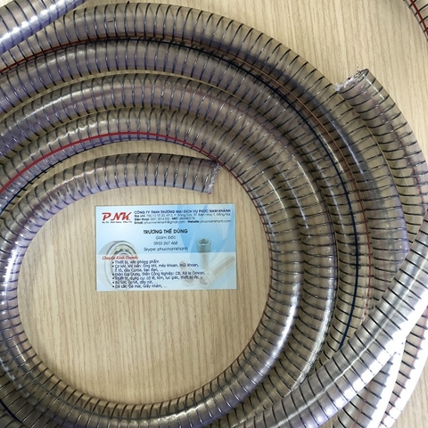 ỐNG HÚT PVC GÂN KẼM TRẮNG TRONG PHI TRONG 16